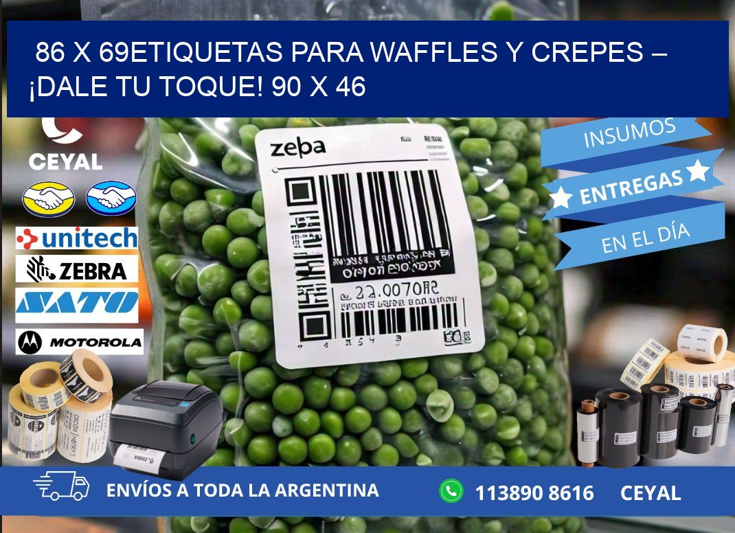 86 x 69Etiquetas para waffles y crepes – ¡Dale tu toque! 90 x 46