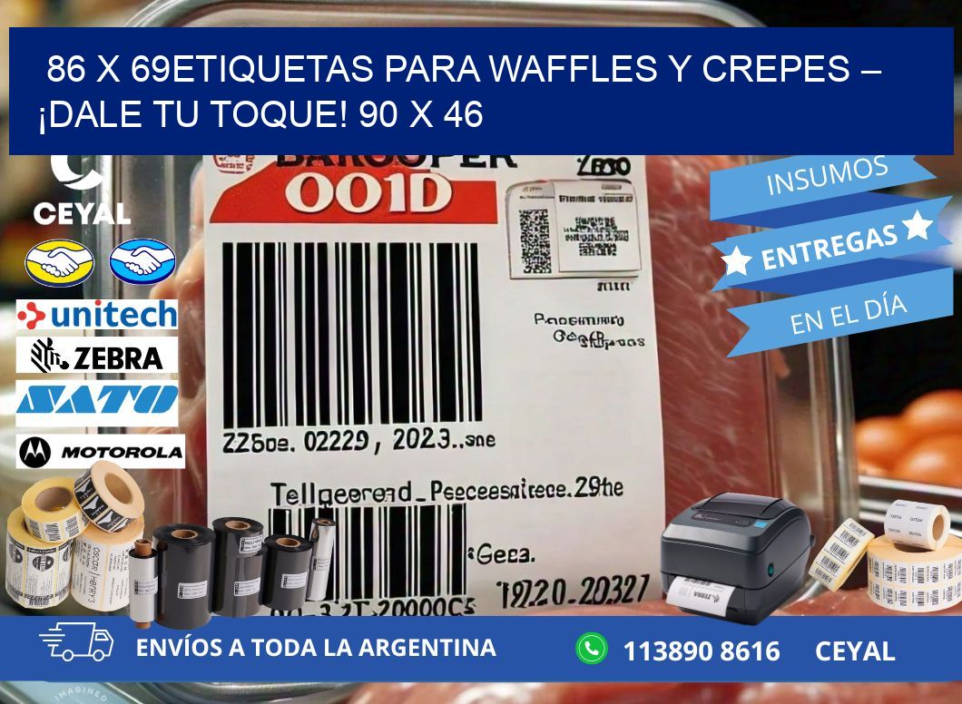 86 x 69Etiquetas para waffles y crepes – ¡Dale tu toque! 90 x 46