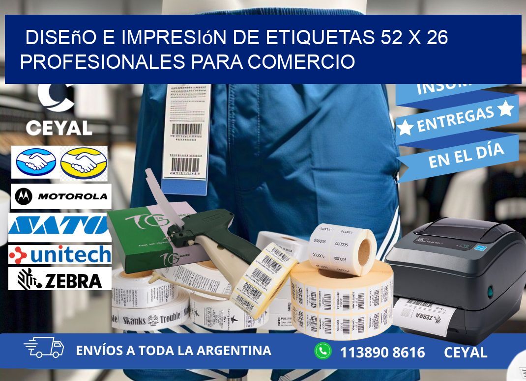 Diseño e Impresión de Etiquetas 52 x 26 Profesionales para Comercio