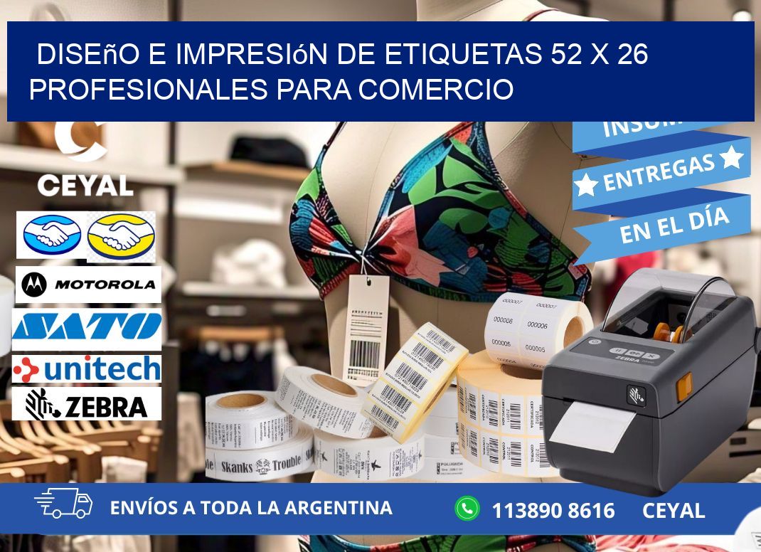 Diseño e Impresión de Etiquetas 52 x 26 Profesionales para Comercio