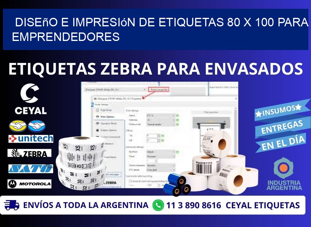 Diseño e Impresión de Etiquetas 80 x 100 para Emprendedores