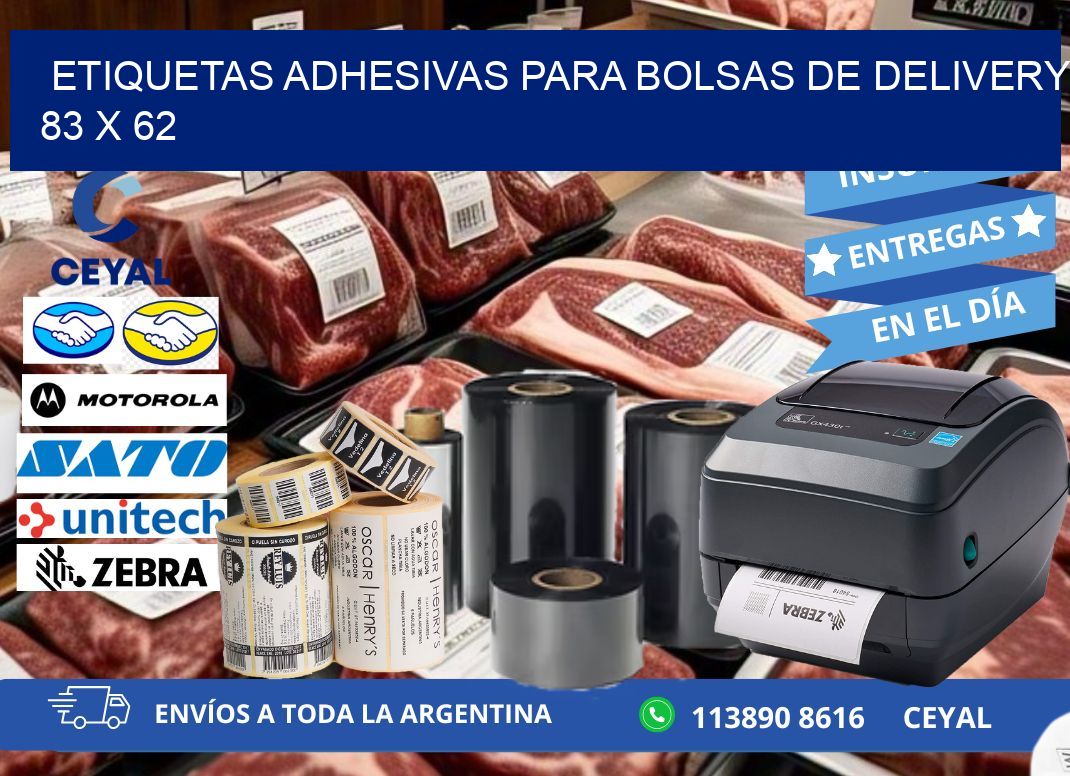 ETIQUETAS ADHESIVAS PARA BOLSAS DE DELIVERY 83 x 62