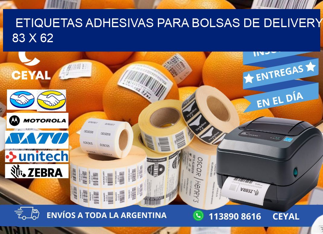 ETIQUETAS ADHESIVAS PARA BOLSAS DE DELIVERY 83 x 62