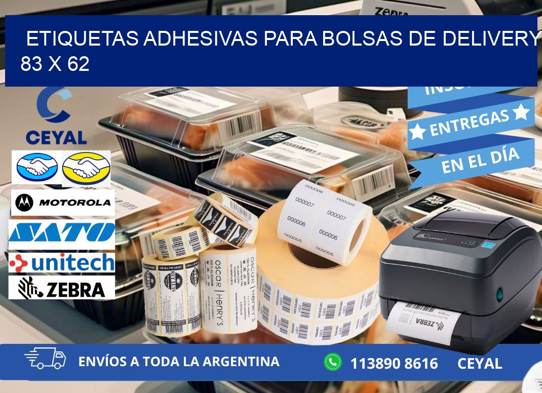 ETIQUETAS ADHESIVAS PARA BOLSAS DE DELIVERY 83 x 62