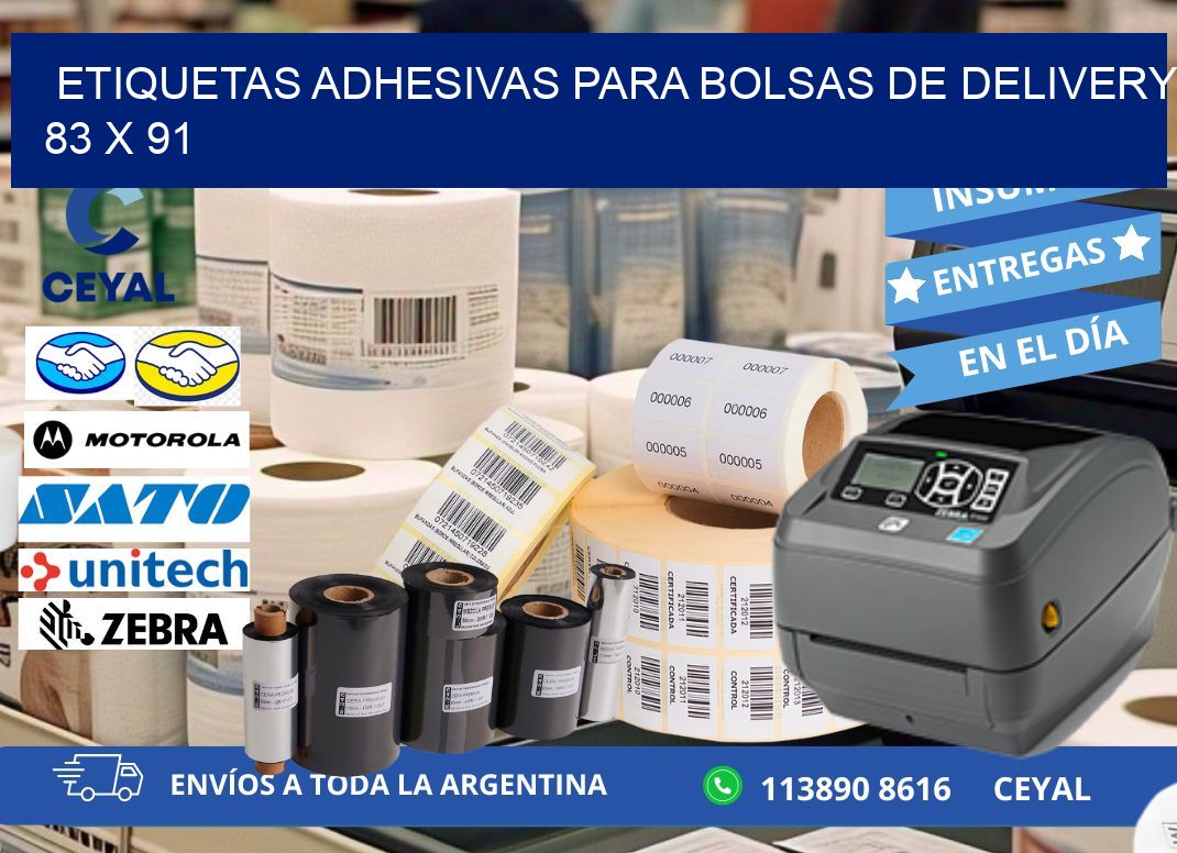 ETIQUETAS ADHESIVAS PARA BOLSAS DE DELIVERY 83 x 91