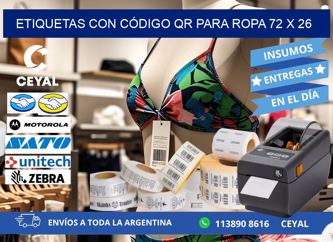 ETIQUETAS CON CÓDIGO QR PARA ROPA 72 x 26