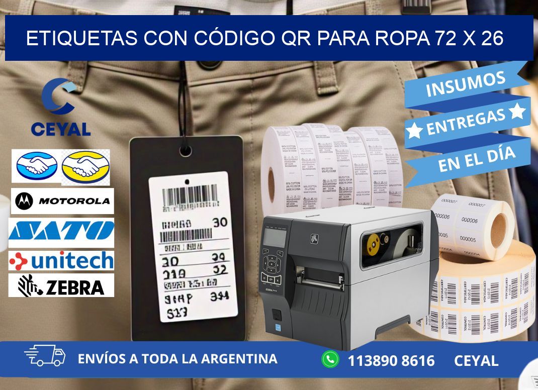 ETIQUETAS CON CÓDIGO QR PARA ROPA 72 x 26