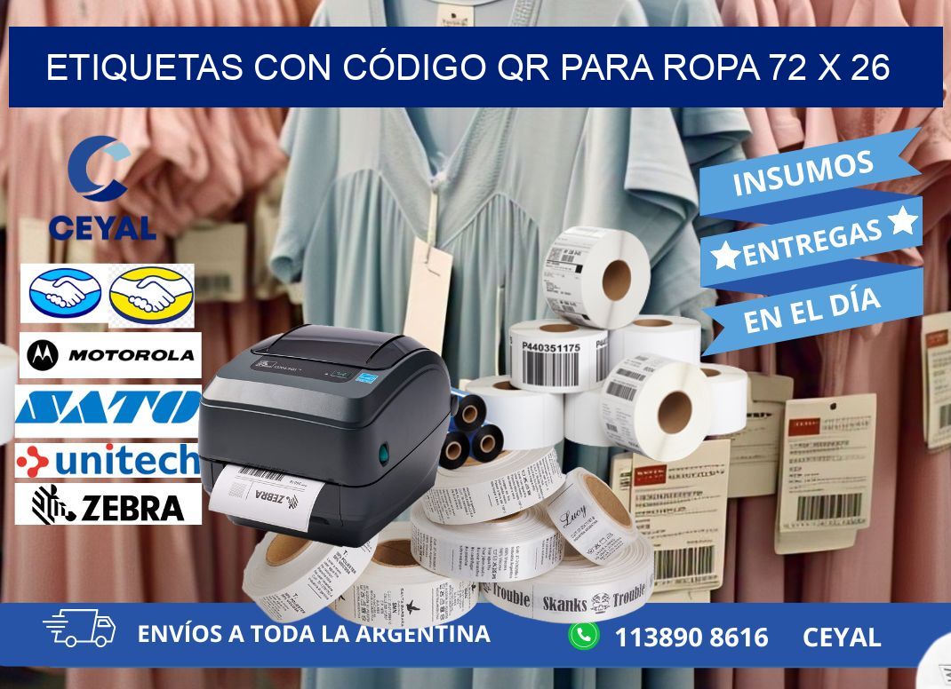 ETIQUETAS CON CÓDIGO QR PARA ROPA 72 x 26