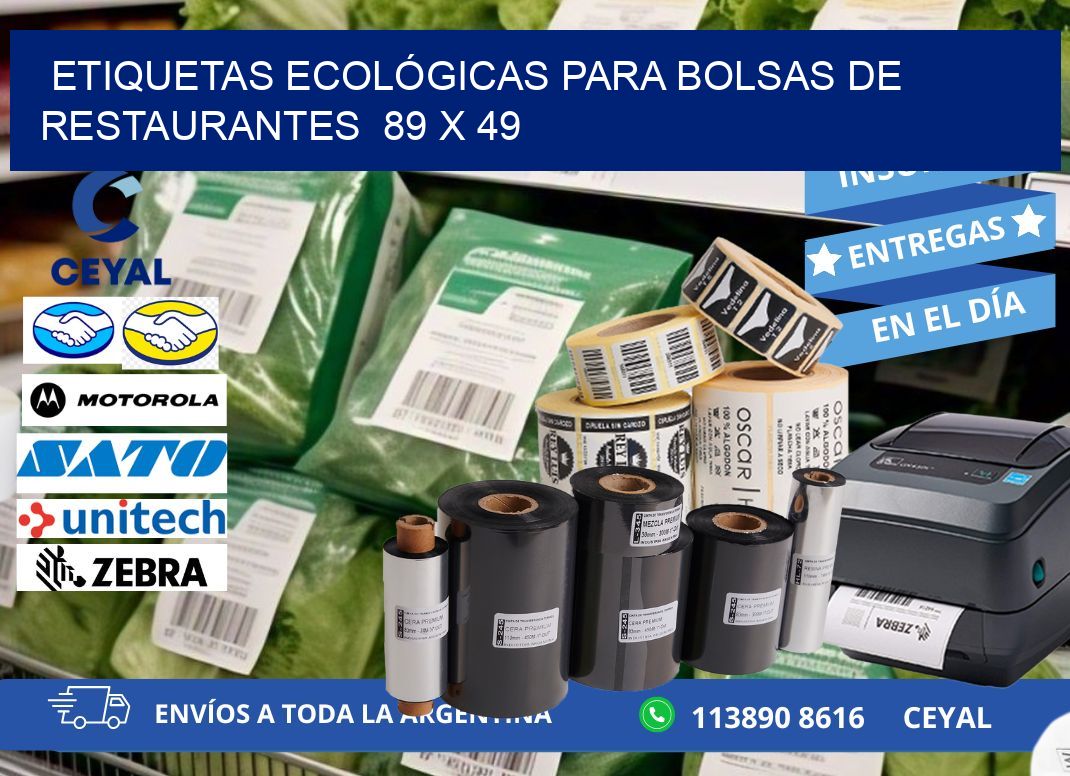 ETIQUETAS ECOLÓGICAS PARA BOLSAS DE RESTAURANTES  89 x 49