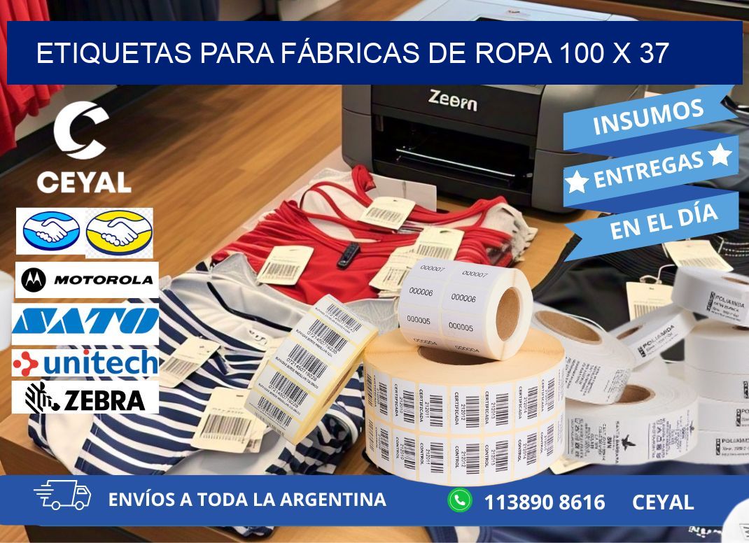 ETIQUETAS PARA FÁBRICAS DE ROPA 100 x 37