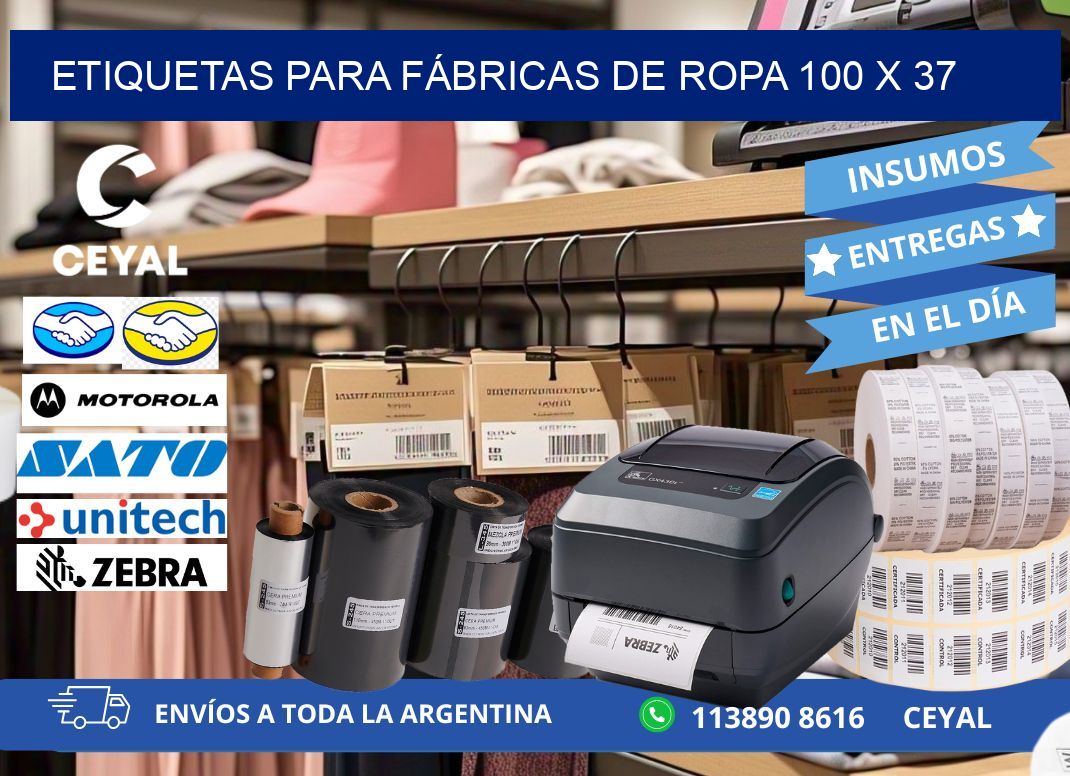 ETIQUETAS PARA FÁBRICAS DE ROPA 100 x 37