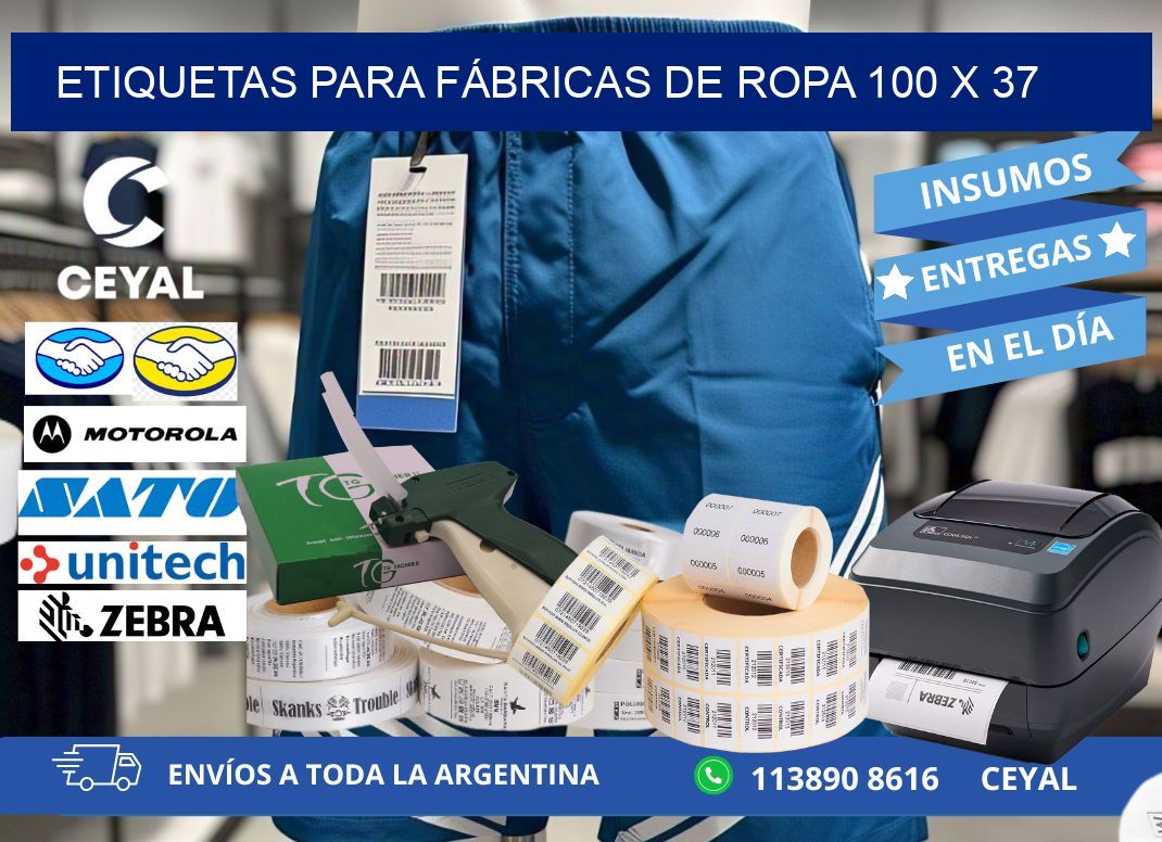 ETIQUETAS PARA FÁBRICAS DE ROPA 100 x 37