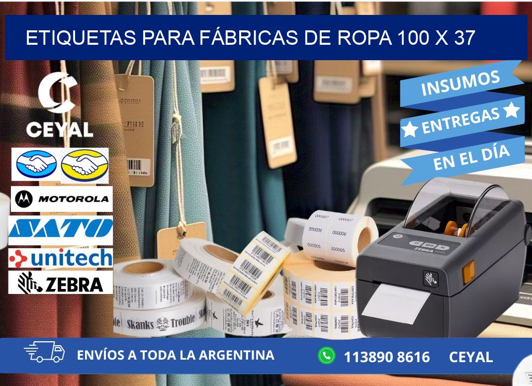 ETIQUETAS PARA FÁBRICAS DE ROPA 100 x 37