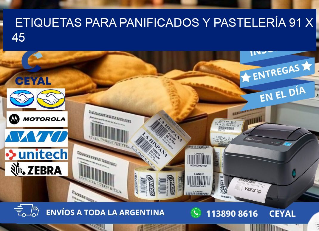 ETIQUETAS PARA PANIFICADOS Y PASTELERÍA 91 x 45