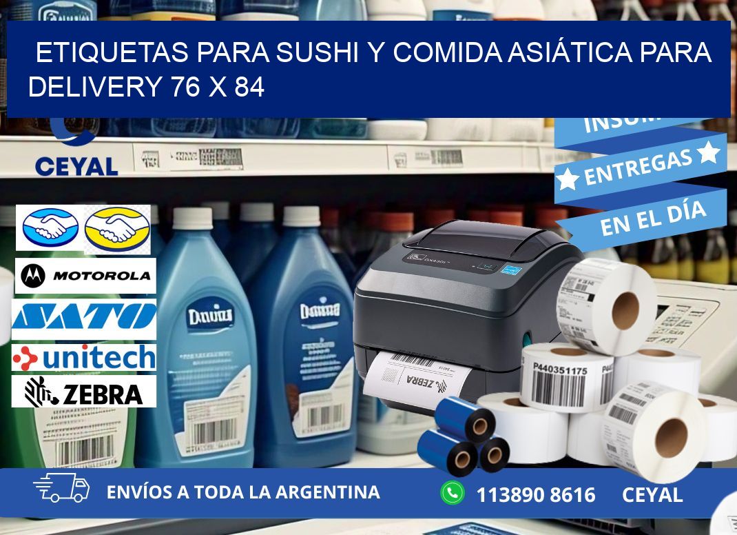 ETIQUETAS PARA SUSHI Y COMIDA ASIÁTICA PARA DELIVERY 76 x 84