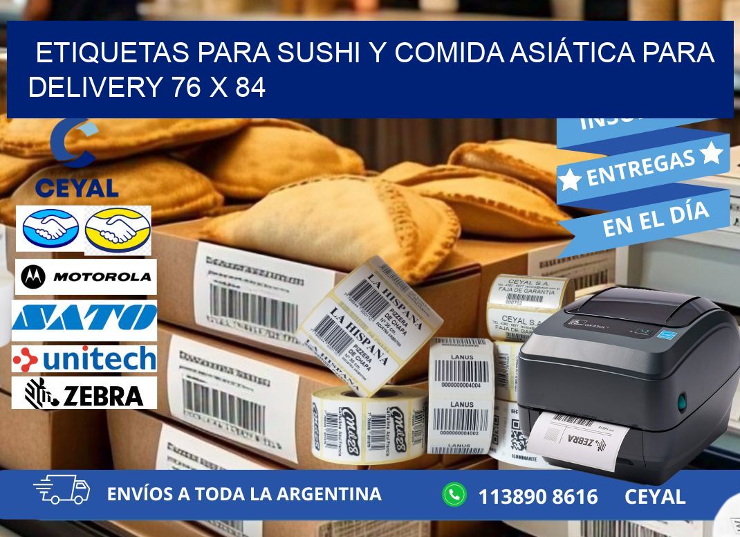 ETIQUETAS PARA SUSHI Y COMIDA ASIÁTICA PARA DELIVERY 76 x 84