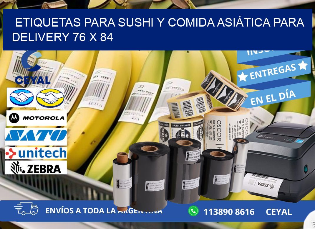 ETIQUETAS PARA SUSHI Y COMIDA ASIÁTICA PARA DELIVERY 76 x 84