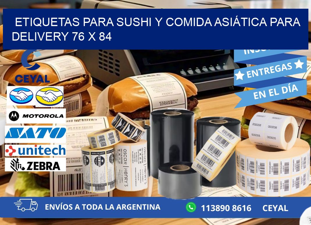 ETIQUETAS PARA SUSHI Y COMIDA ASIÁTICA PARA DELIVERY 76 x 84