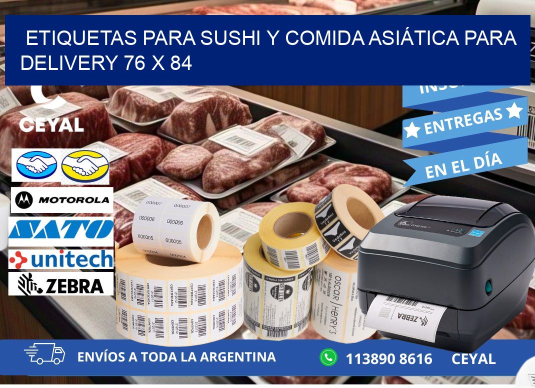 ETIQUETAS PARA SUSHI Y COMIDA ASIÁTICA PARA DELIVERY 76 x 84