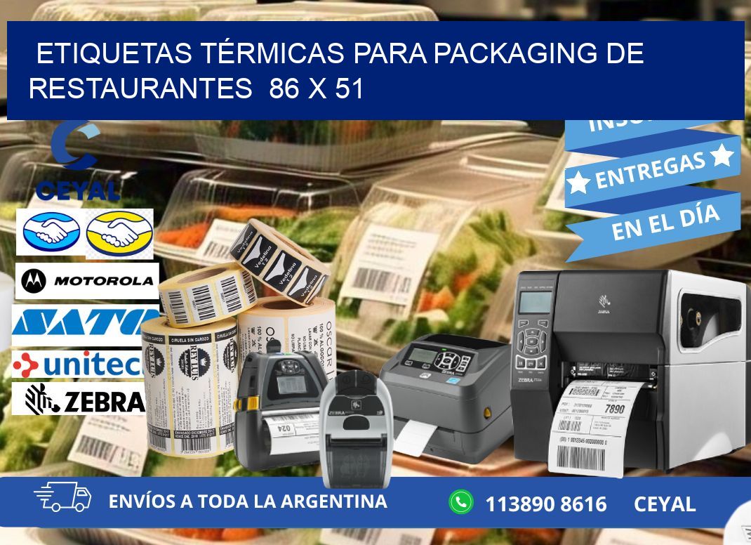 ETIQUETAS TÉRMICAS PARA PACKAGING DE RESTAURANTES  86 x 51