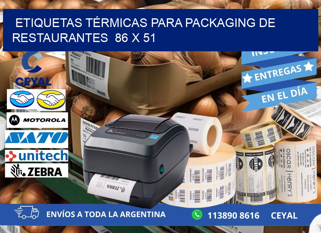 ETIQUETAS TÉRMICAS PARA PACKAGING DE RESTAURANTES  86 x 51