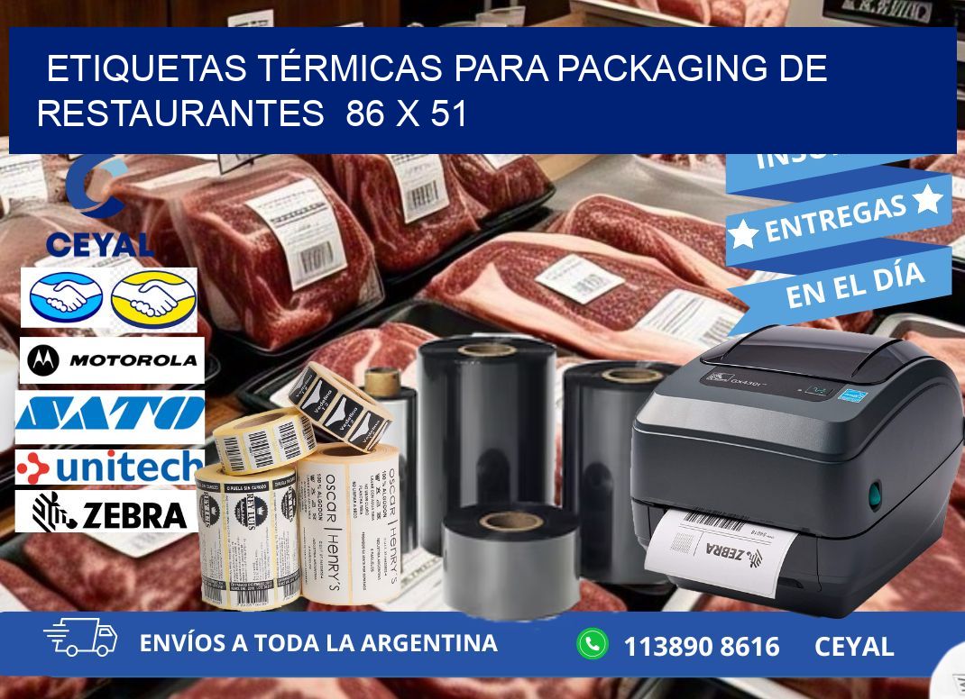 ETIQUETAS TÉRMICAS PARA PACKAGING DE RESTAURANTES  86 x 51