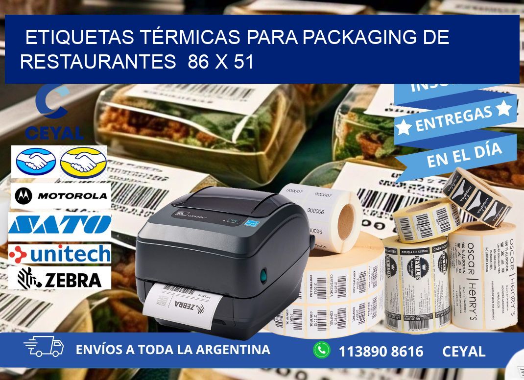 ETIQUETAS TÉRMICAS PARA PACKAGING DE RESTAURANTES  86 x 51