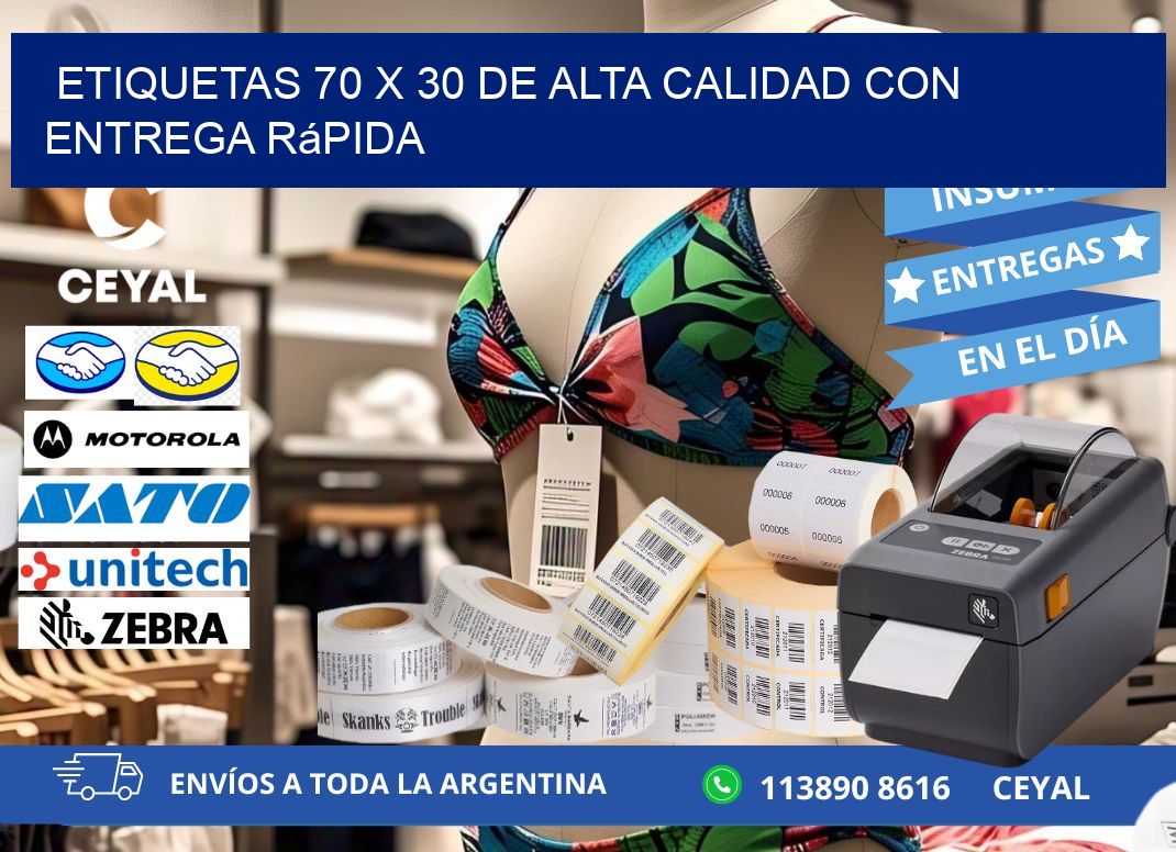 Etiquetas 70 x 30 de Alta Calidad con Entrega Rápida