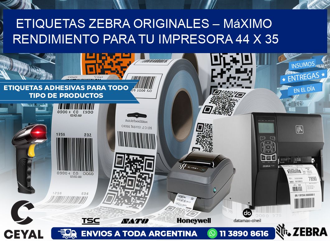 Etiquetas Zebra Originales – Máximo Rendimiento para tu Impresora 44 x 35