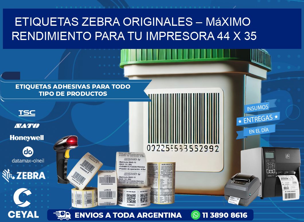 Etiquetas Zebra Originales – Máximo Rendimiento para tu Impresora 44 x 35