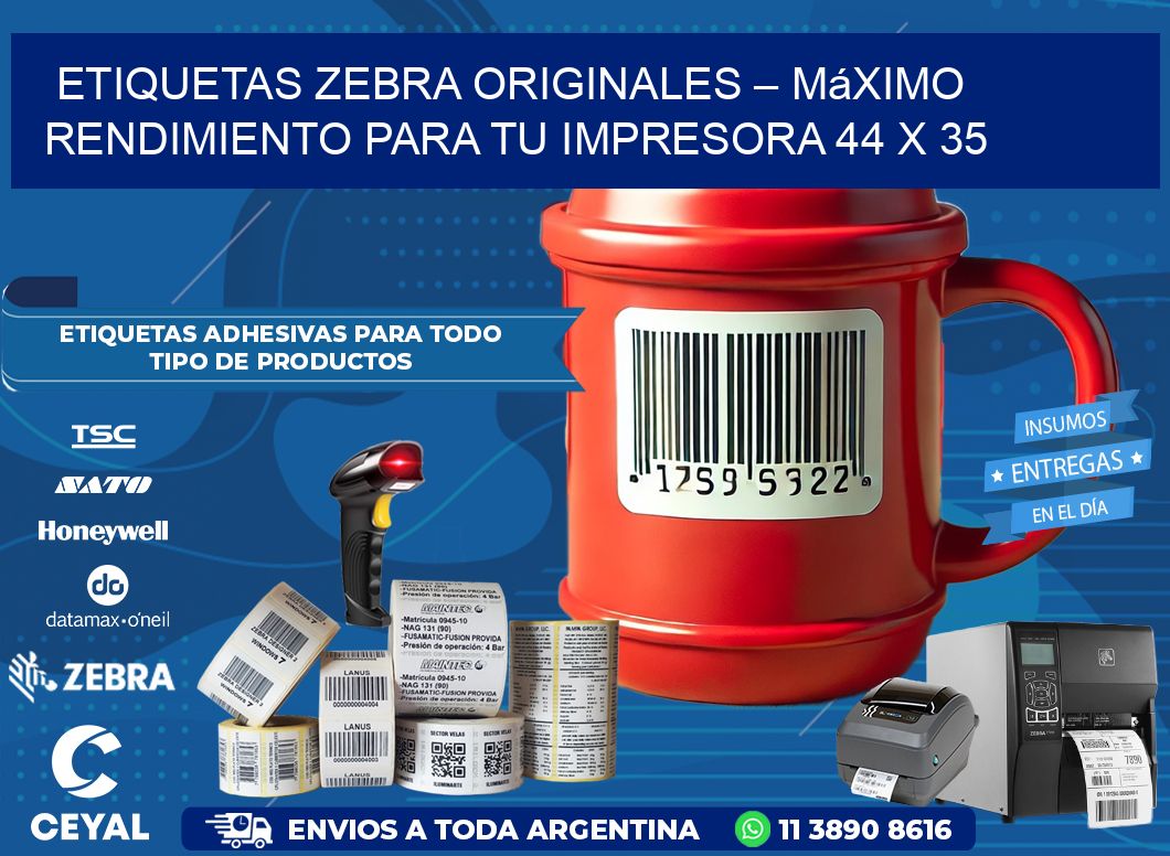 Etiquetas Zebra Originales – Máximo Rendimiento para tu Impresora 44 x 35