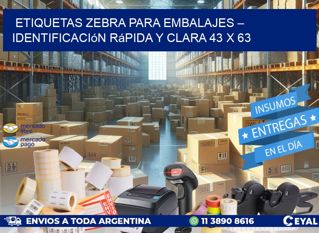 Etiquetas Zebra para Embalajes – Identificación Rápida y Clara 43 x 63