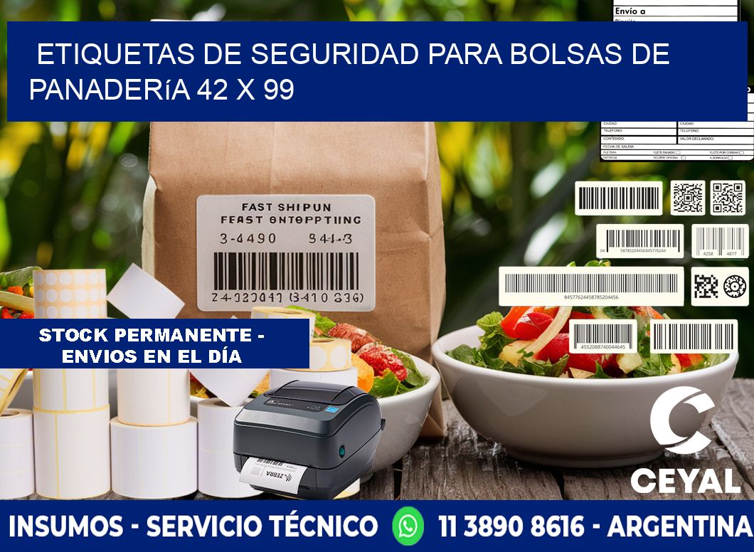 Etiquetas de seguridad para bolsas de panadería 42 x 99