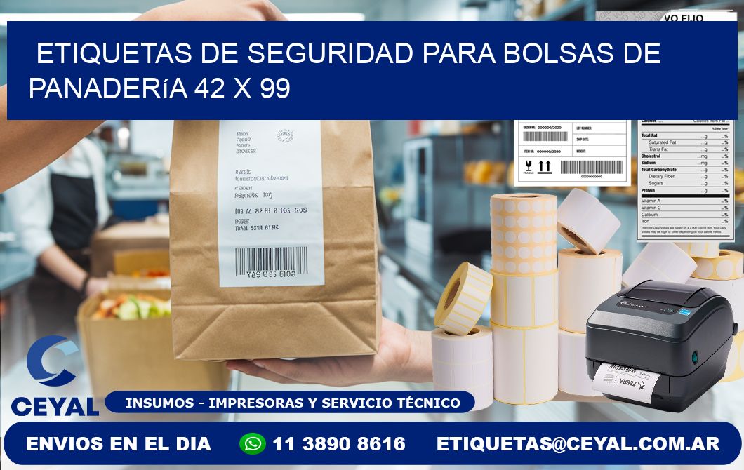 Etiquetas de seguridad para bolsas de panadería 42 x 99