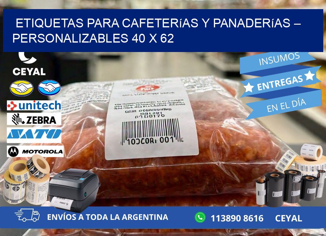 Etiquetas para cafeterías y panaderías – Personalizables 40 x 62