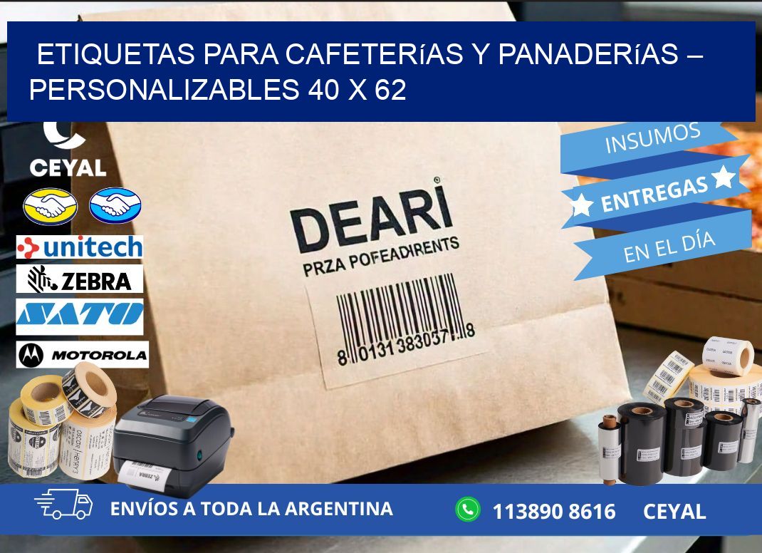 Etiquetas para cafeterías y panaderías – Personalizables 40 x 62