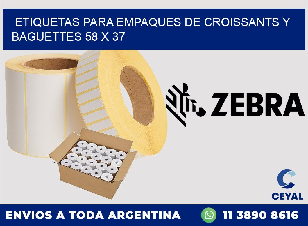 Etiquetas para empaques de croissants y baguettes 58 x 37