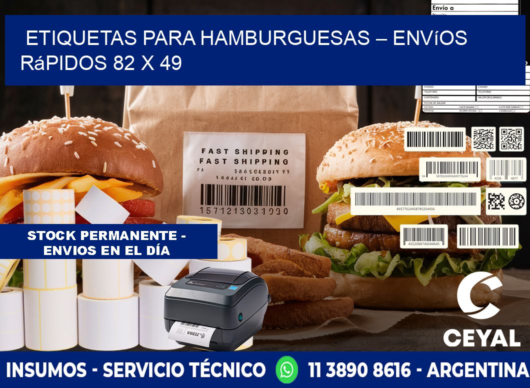 Etiquetas para hamburguesas – Envíos rápidos 82 x 49