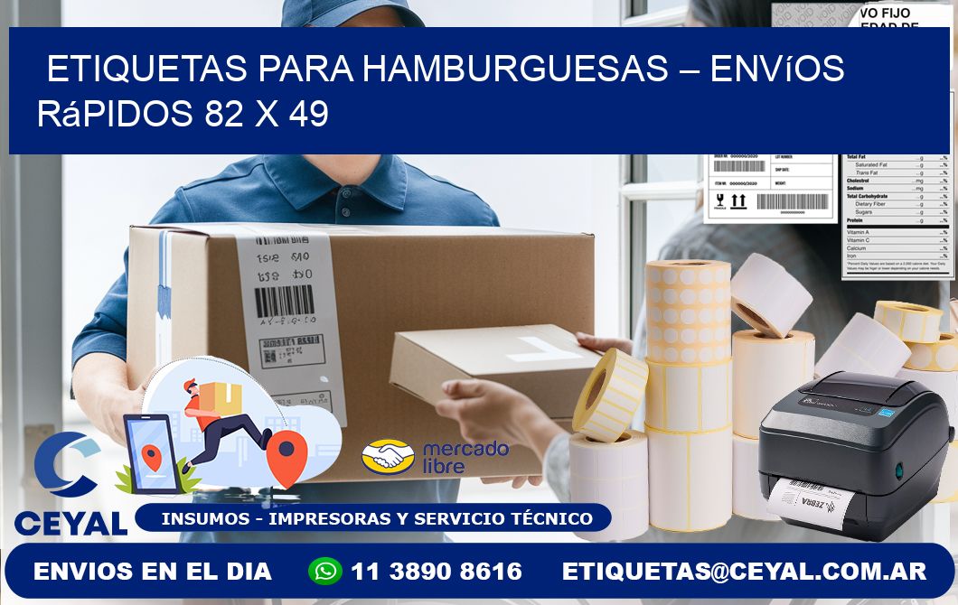 Etiquetas para hamburguesas – Envíos rápidos 82 x 49