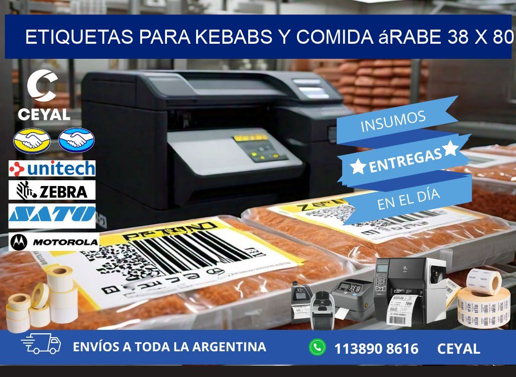 Etiquetas para kebabs y comida árabe 38 x 80