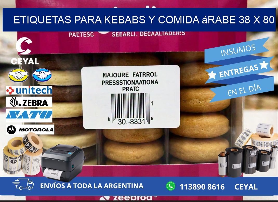 Etiquetas para kebabs y comida árabe 38 x 80