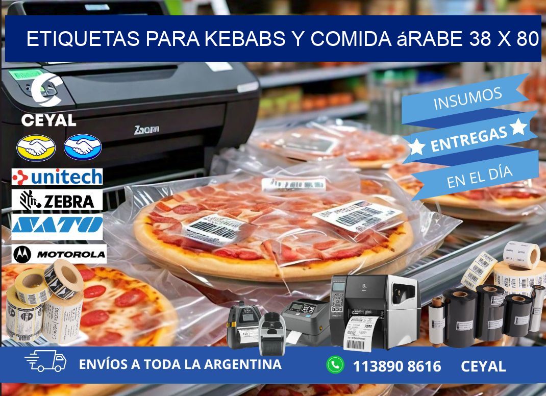 Etiquetas para kebabs y comida árabe 38 x 80