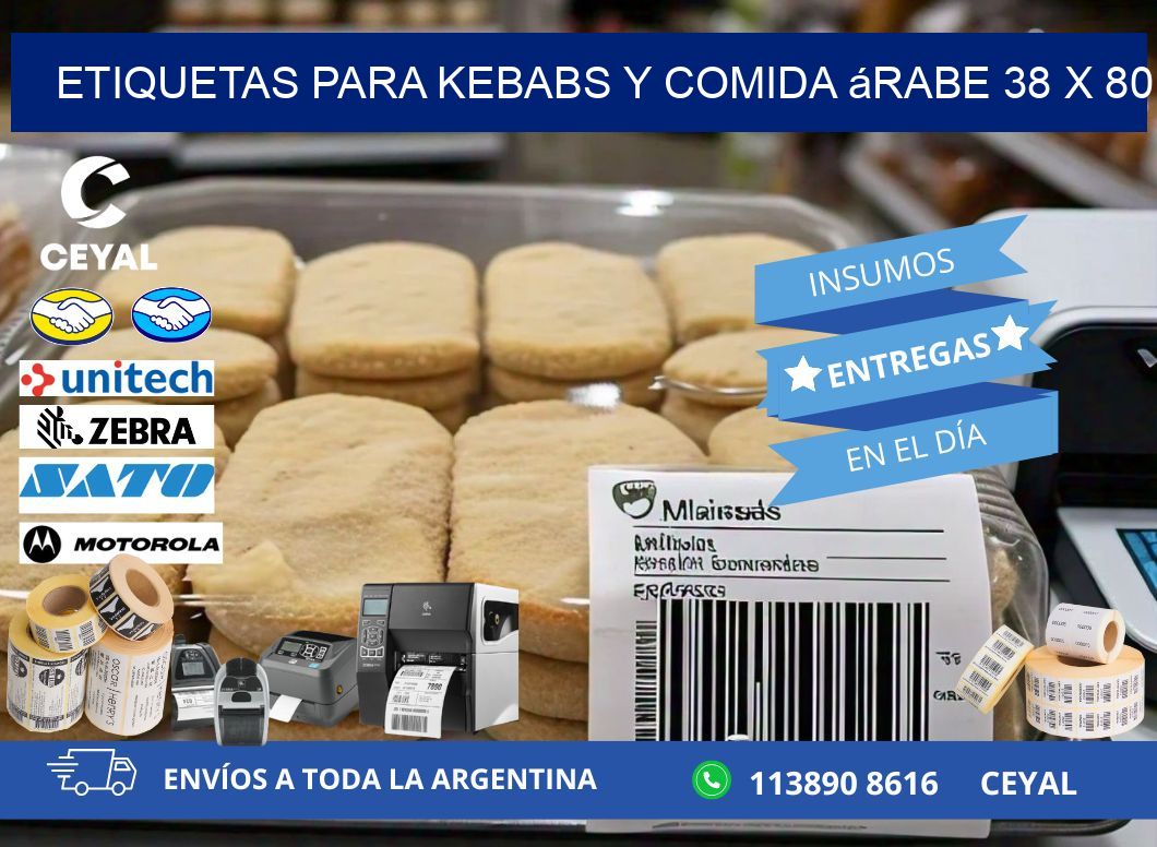 Etiquetas para kebabs y comida árabe 38 x 80