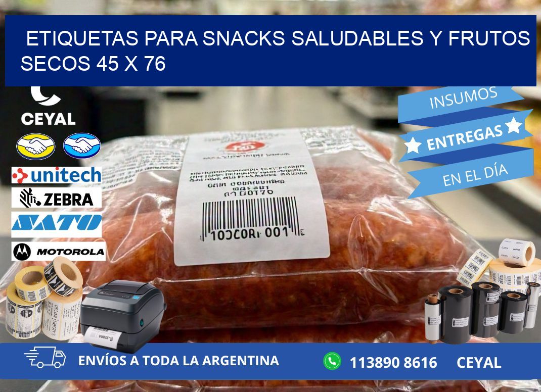 Etiquetas para snacks saludables y frutos secos 45 x 76