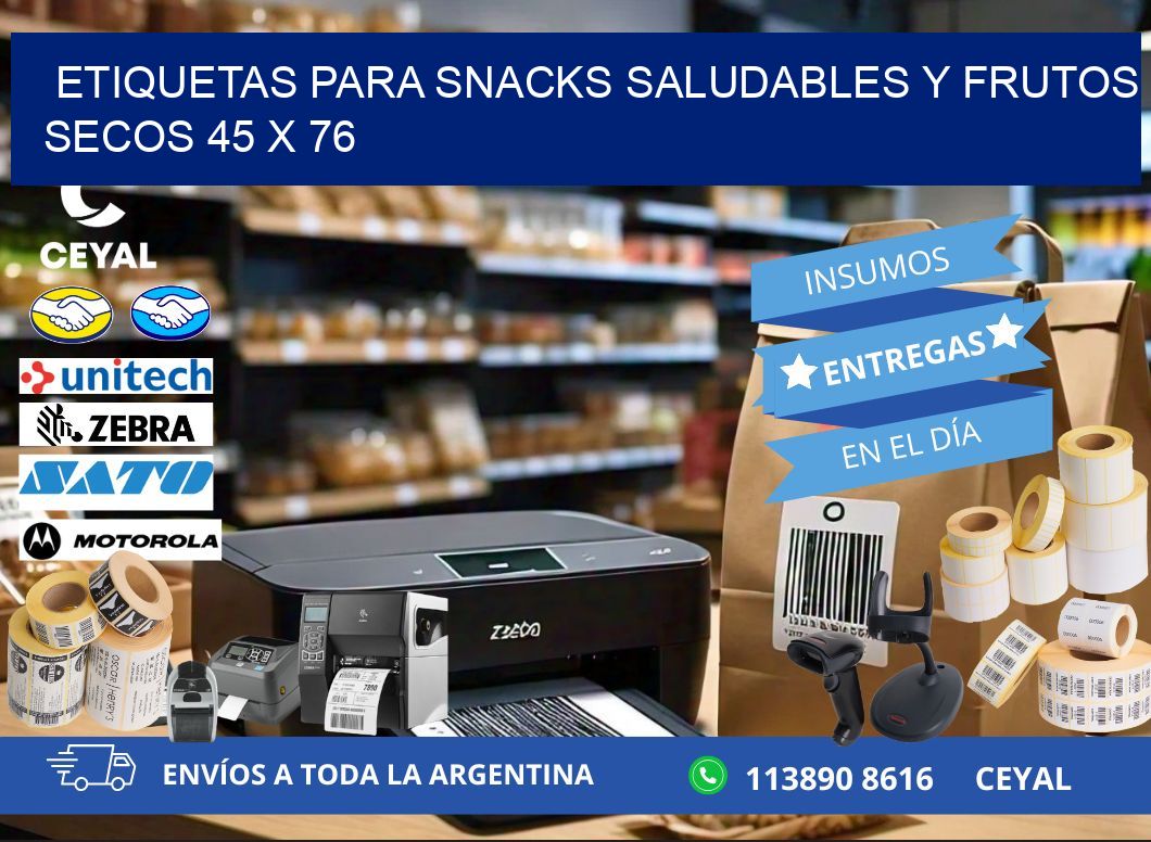 Etiquetas para snacks saludables y frutos secos 45 x 76