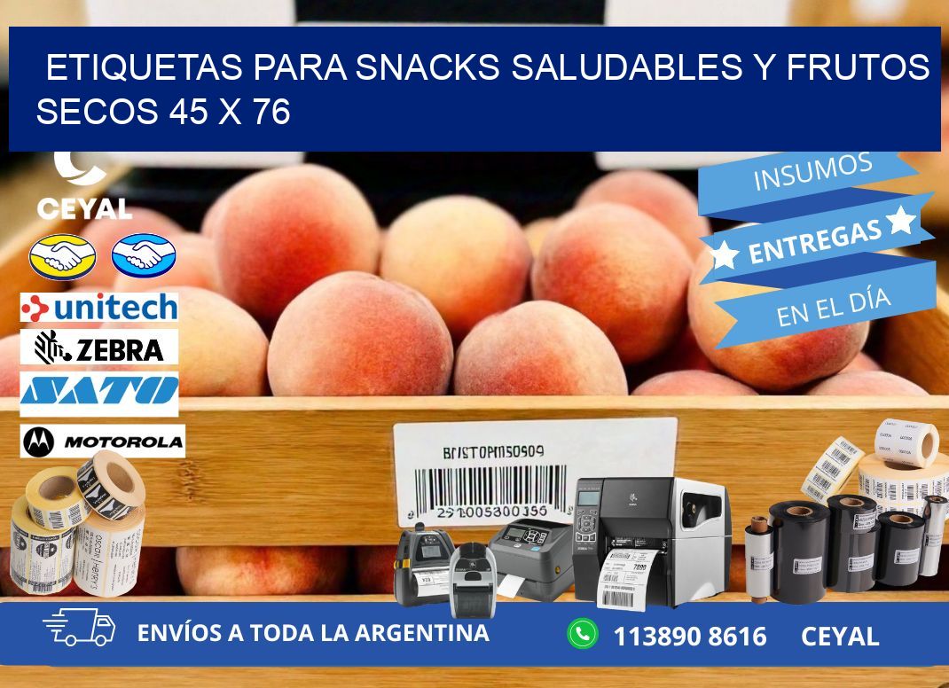 Etiquetas para snacks saludables y frutos secos 45 x 76