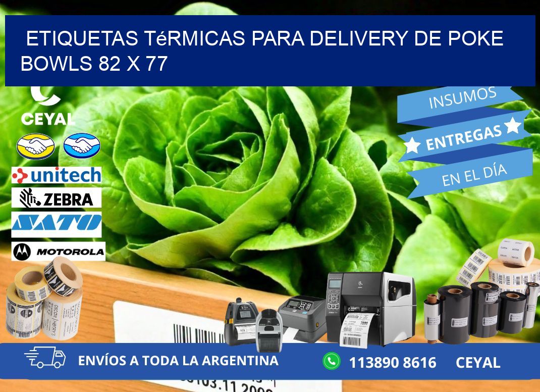 Etiquetas térmicas para delivery de poke bowls 82 x 77