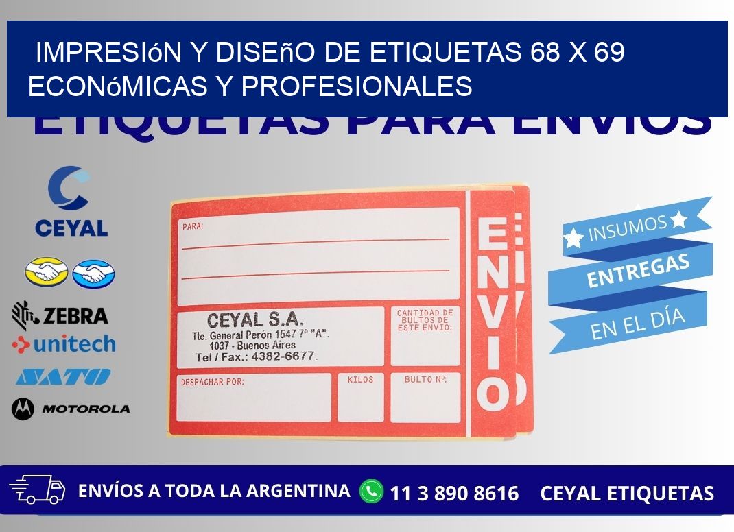 Impresión y Diseño de Etiquetas 68 x 69 Económicas y Profesionales