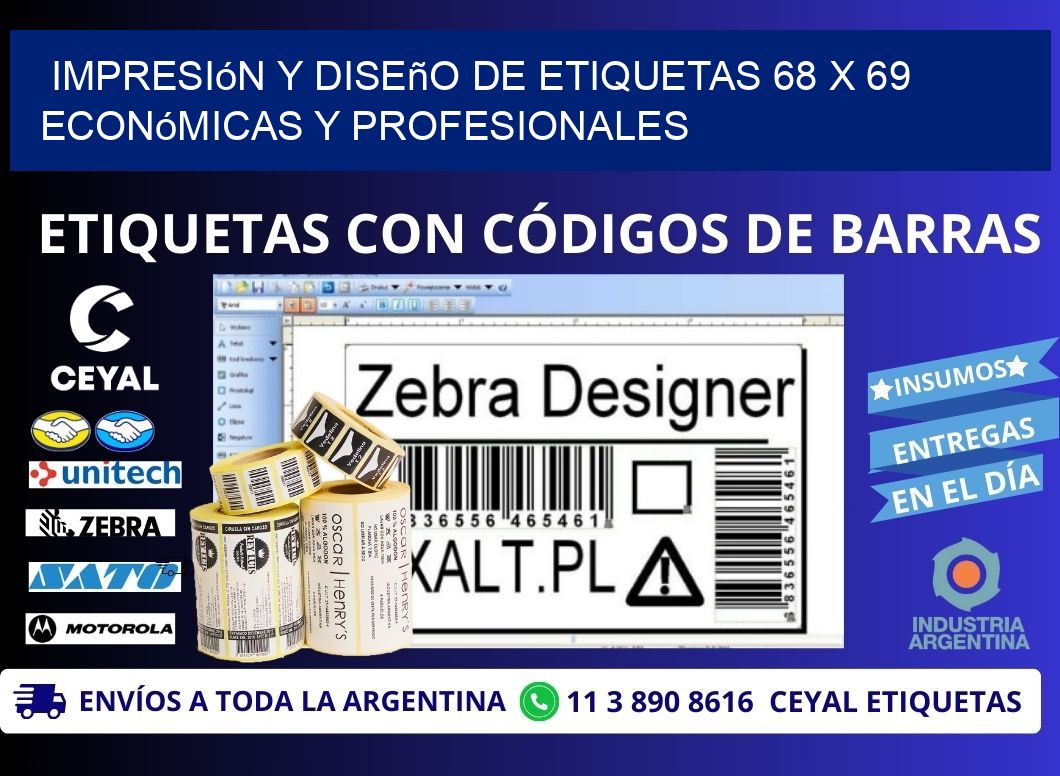 Impresión y Diseño de Etiquetas 68 x 69 Económicas y Profesionales