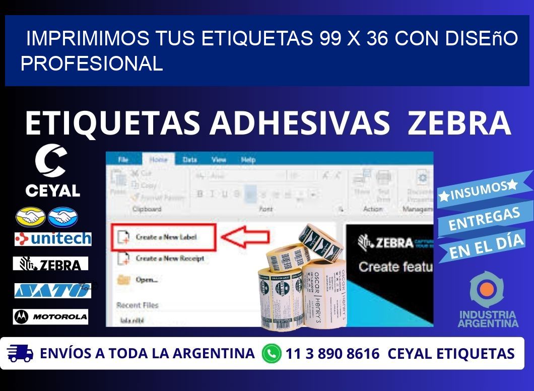 Imprimimos tus Etiquetas 99 x 36 con Diseño Profesional